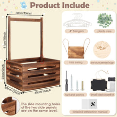 ELESTONE dark walnut wooden baby storage side view showing roomy capacity