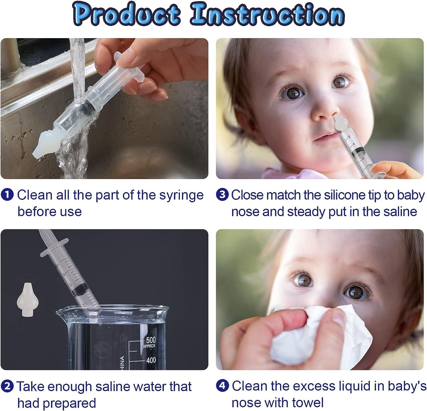 Elfzone 4pcs nasal syringe washable design makes hygiene easy between uses.