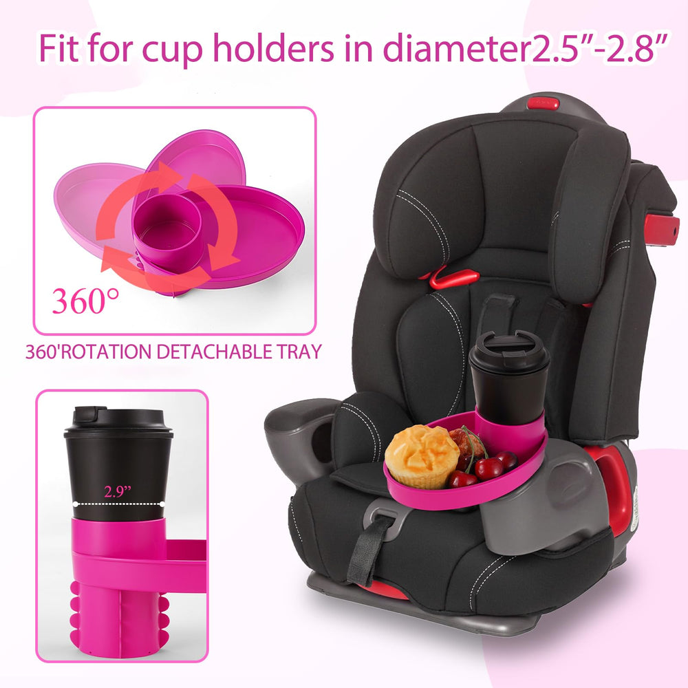 Elfzone car seat tray fits cup holders under 2.8 inches for universal install.