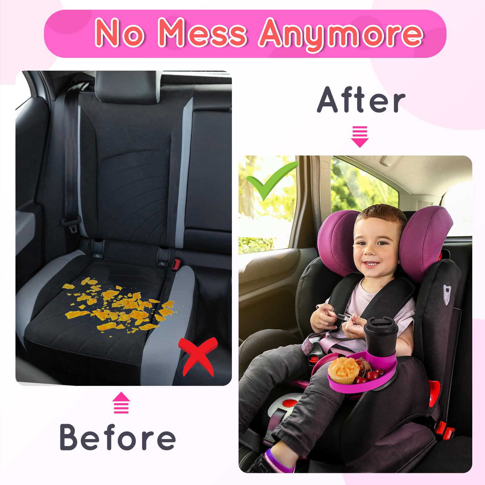 Elfzone car seat tray prevents wobble with robust construction for stable snacks.