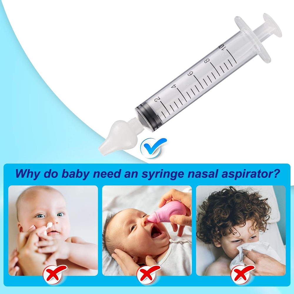 Elfzone nasal syringe baby blue soft silicone tip protects delicate nasal passages.