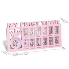 Elfzone nursery décor pink frame in a cozy room adds a milestone display