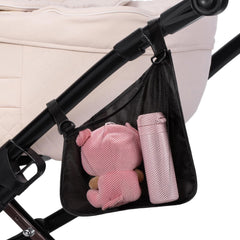 Elfzone Stroller Side Bag mesh design provides quick visibility for toys and snacks.