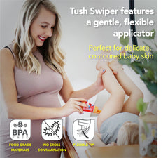 Eli & Ali Tush Swiper demonstrates mess-free use reducing waste during diaper changes.