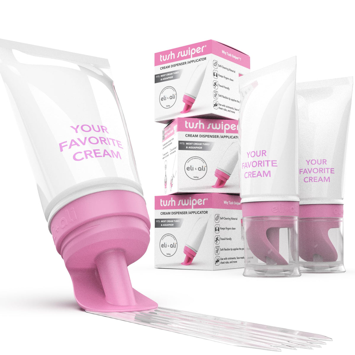 Eli & Ali Tush Swiper pink 3-pack for mess-free diaper cream application