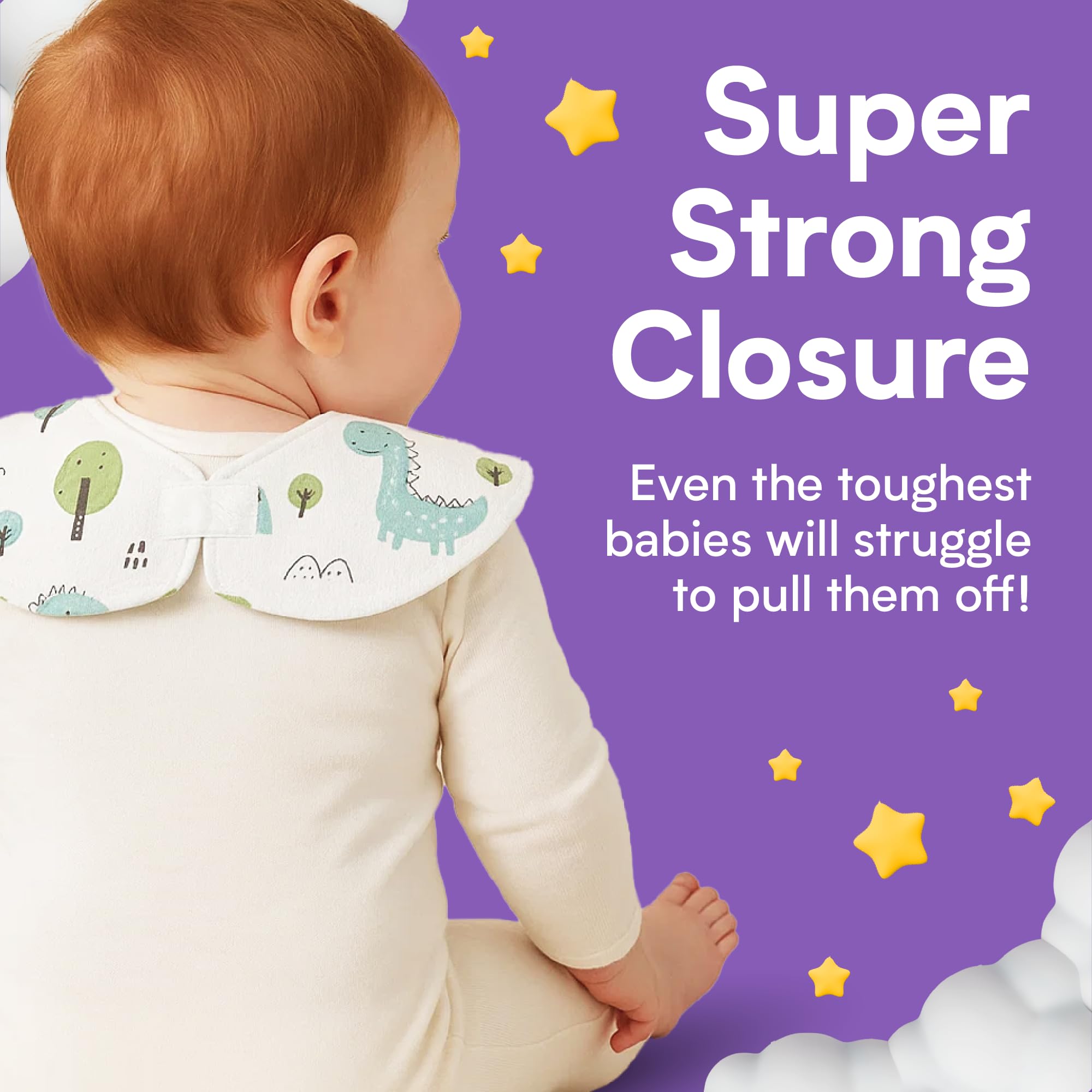 Eli with Love Dino bib waterproof design keeps clothing dry while eating.