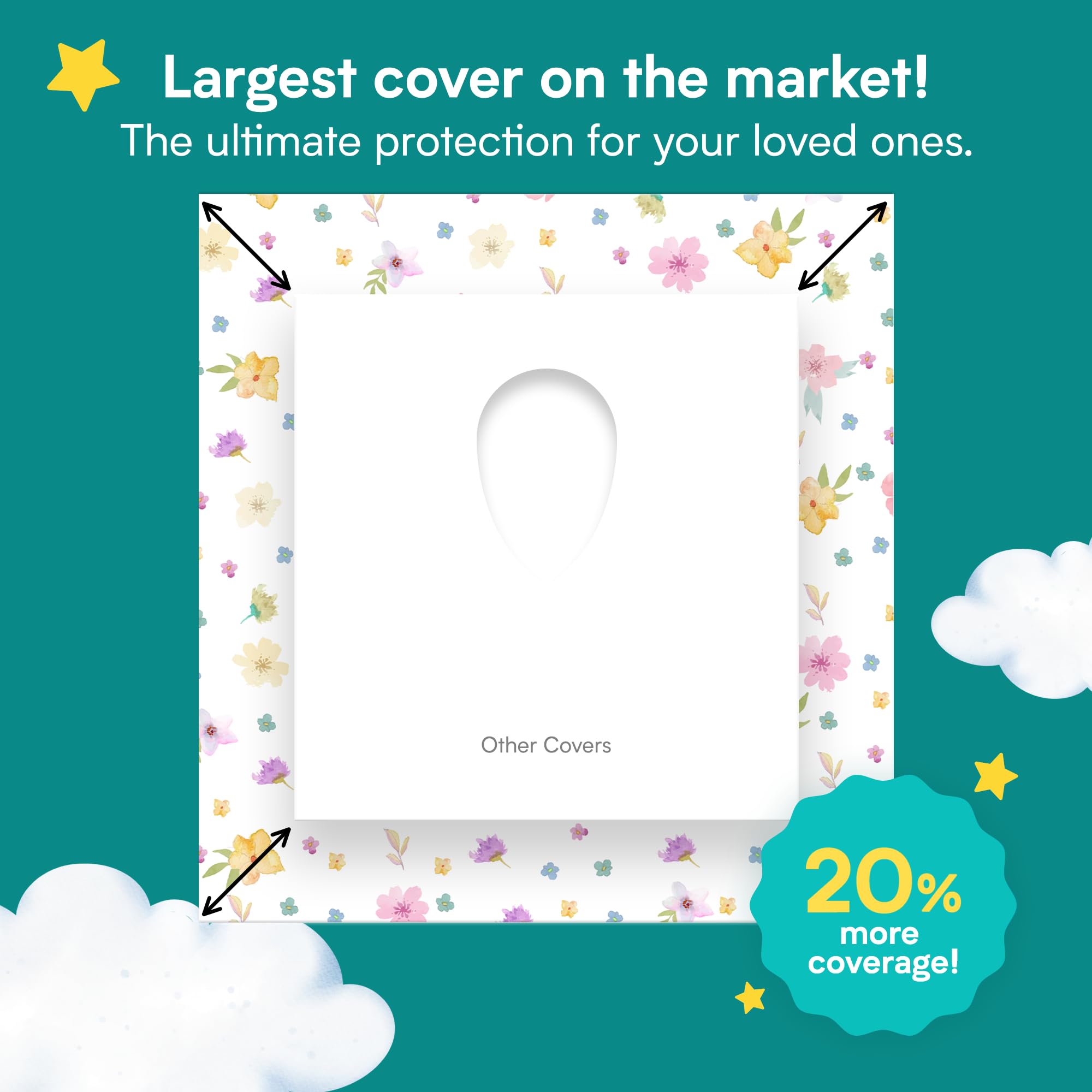 Eli with Love floral-design toilet seat cover closeup highlights soft waterproof fabric.