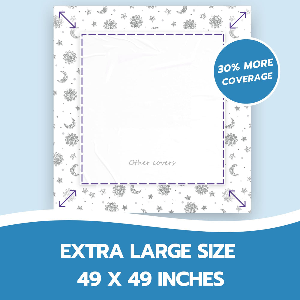 Eli with Love 49x49 inch splat mat protects floors during play.