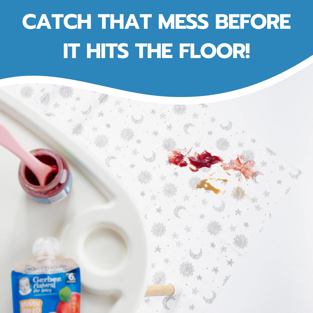 Eli with Love Moon Stars packaging shows 30 disposable sheets for on-the-go mess protection.