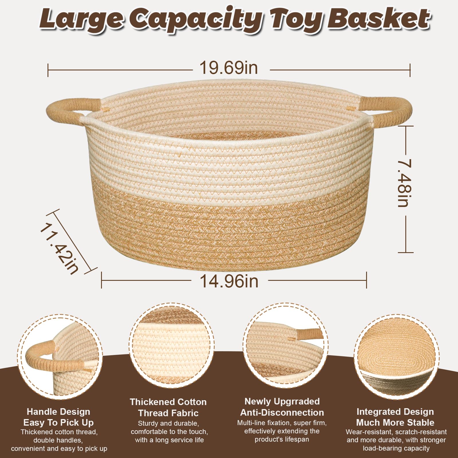 ELIDANTE woven basket for blankets and towels stays nursery organized.