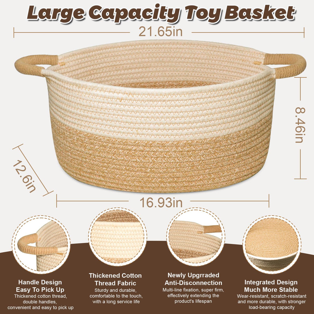 ELIDANTE basket for blankets and towels organizes textiles with soft cotton rope