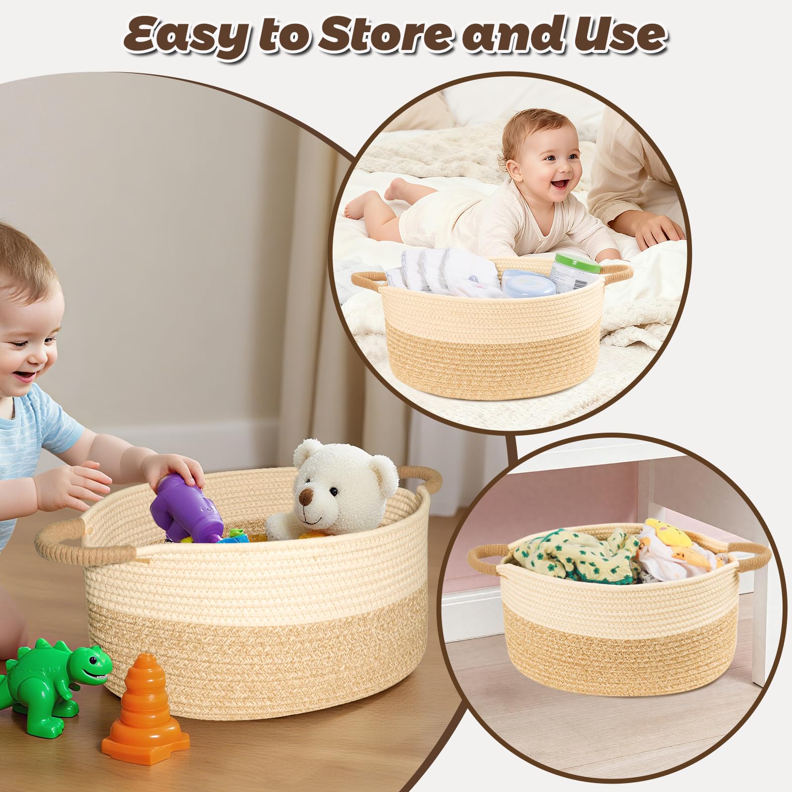 ELIDANTE cotton rope basket folds flat for space saving when not in use.