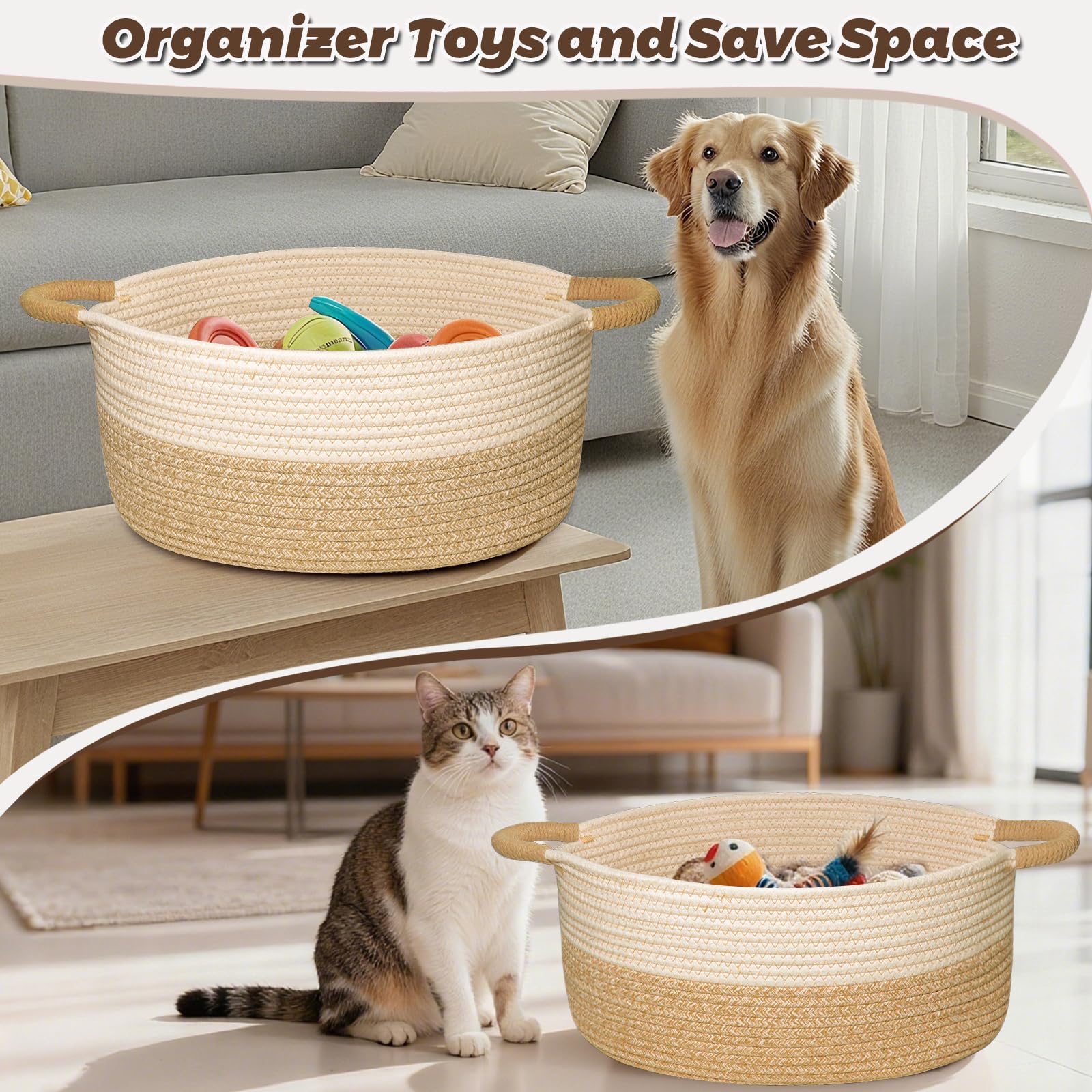 ELIDANTE reinforced-handles basket easy to carry across rooms