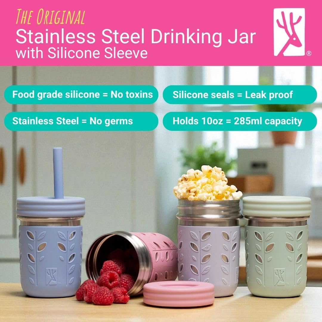 Elk and Friends silicone straw shown, ideal for smoothies and easy cleaning.