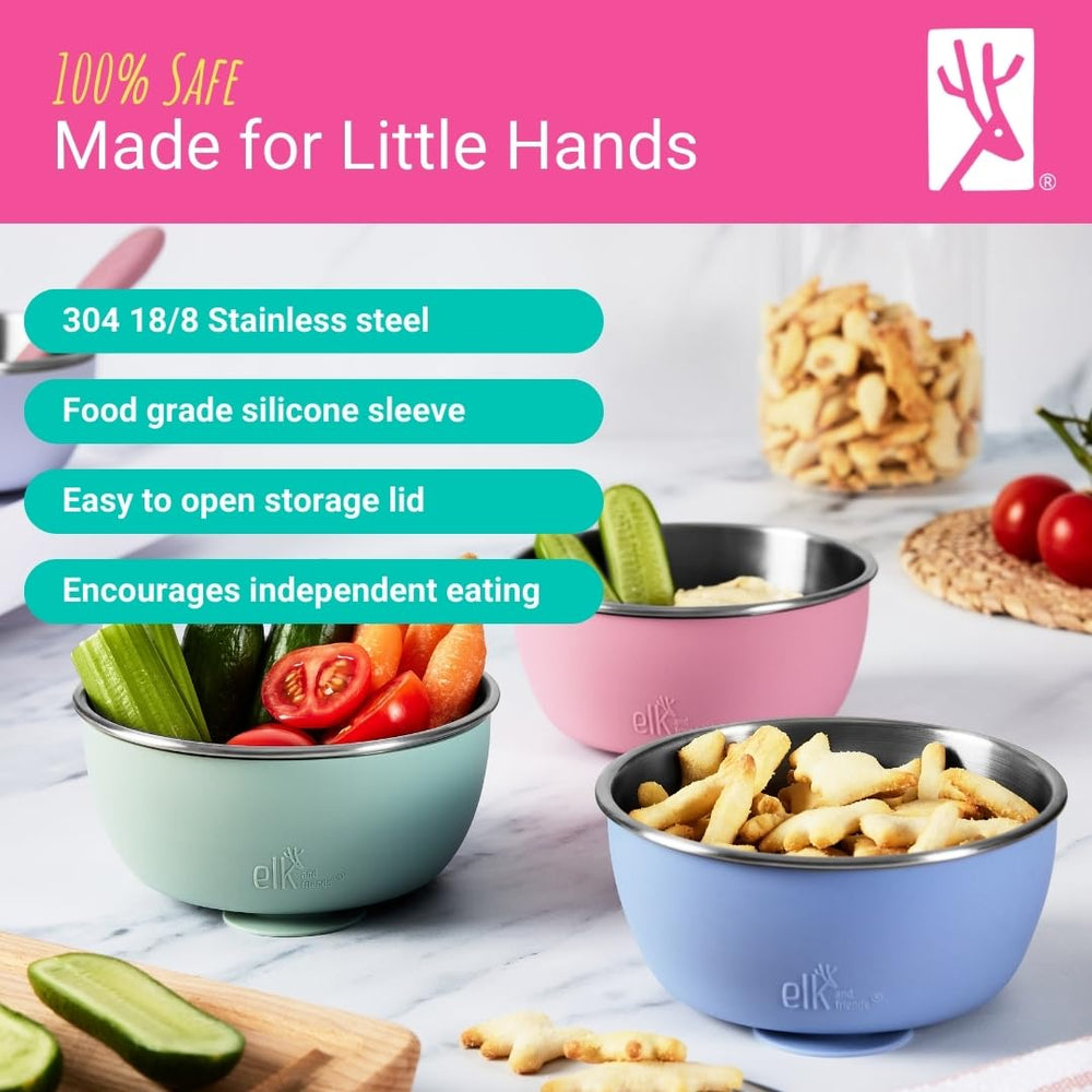 Elk and Friends 304 stainless steel BPA-free bowls resist odors and stains