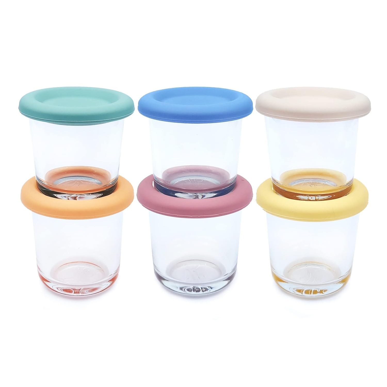Elk and Friends 4oz borosilicate glass baby food jars in use, durable storage for meals.