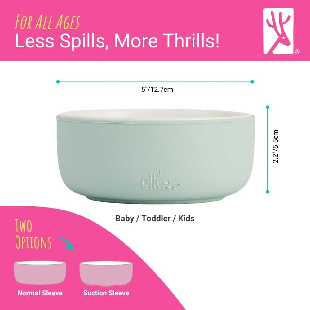 Elk and Friends bowls are microwave and dishwasher safe for convenient reheating and cleaning.