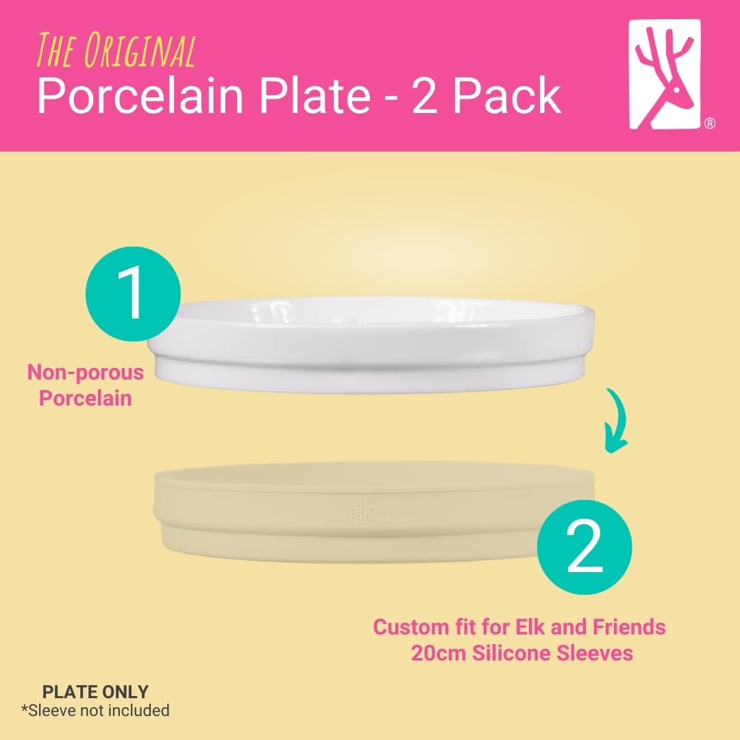 Elk and Friends divided plate showing separate compartments for kid-friendly portion control.