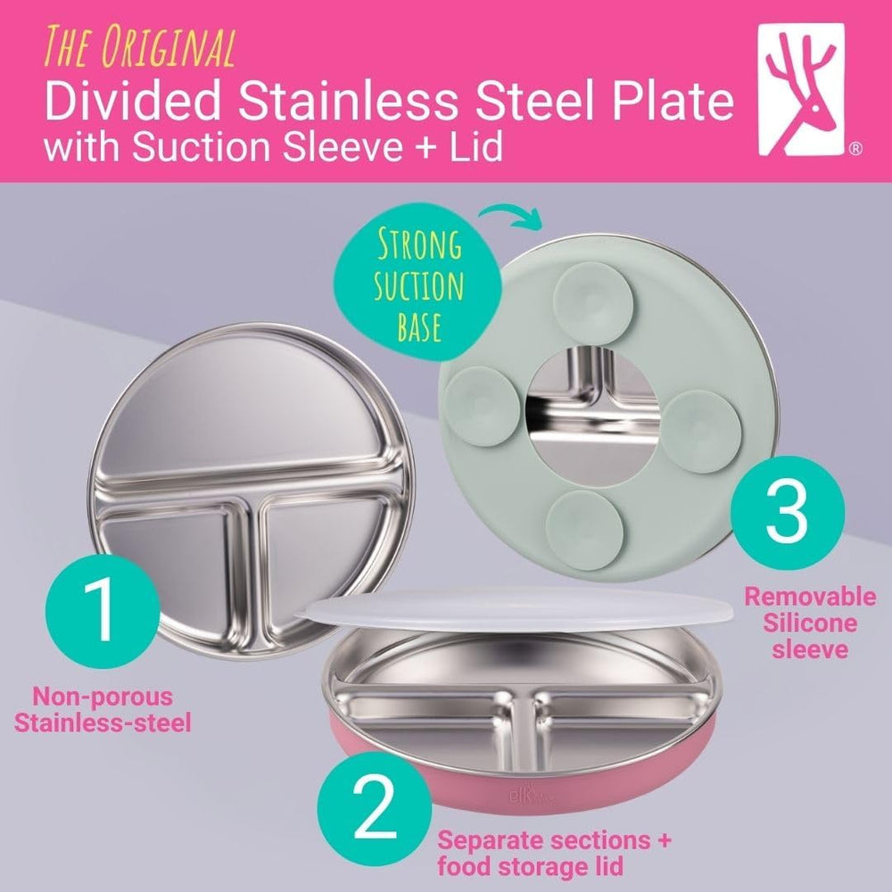 Elk and Friends divided plate main-10oz-section close-up supports balanced meals