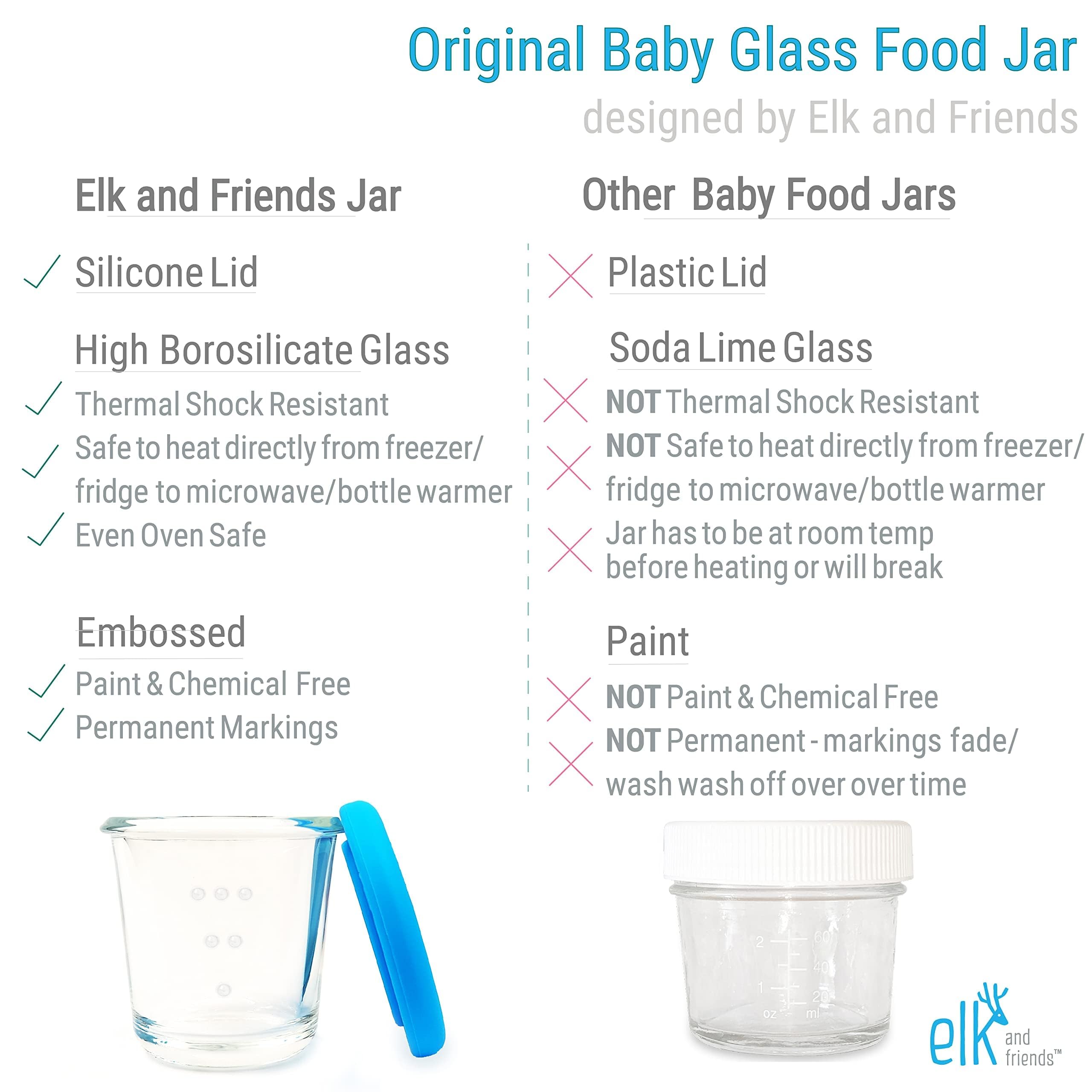 Elk and Friends jar with embossed measurements for permanent, easy portioning