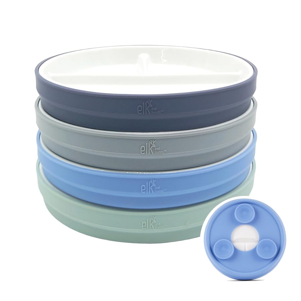 Elk and Friends stacked plates demonstrate tidy storage and quick meal prep.