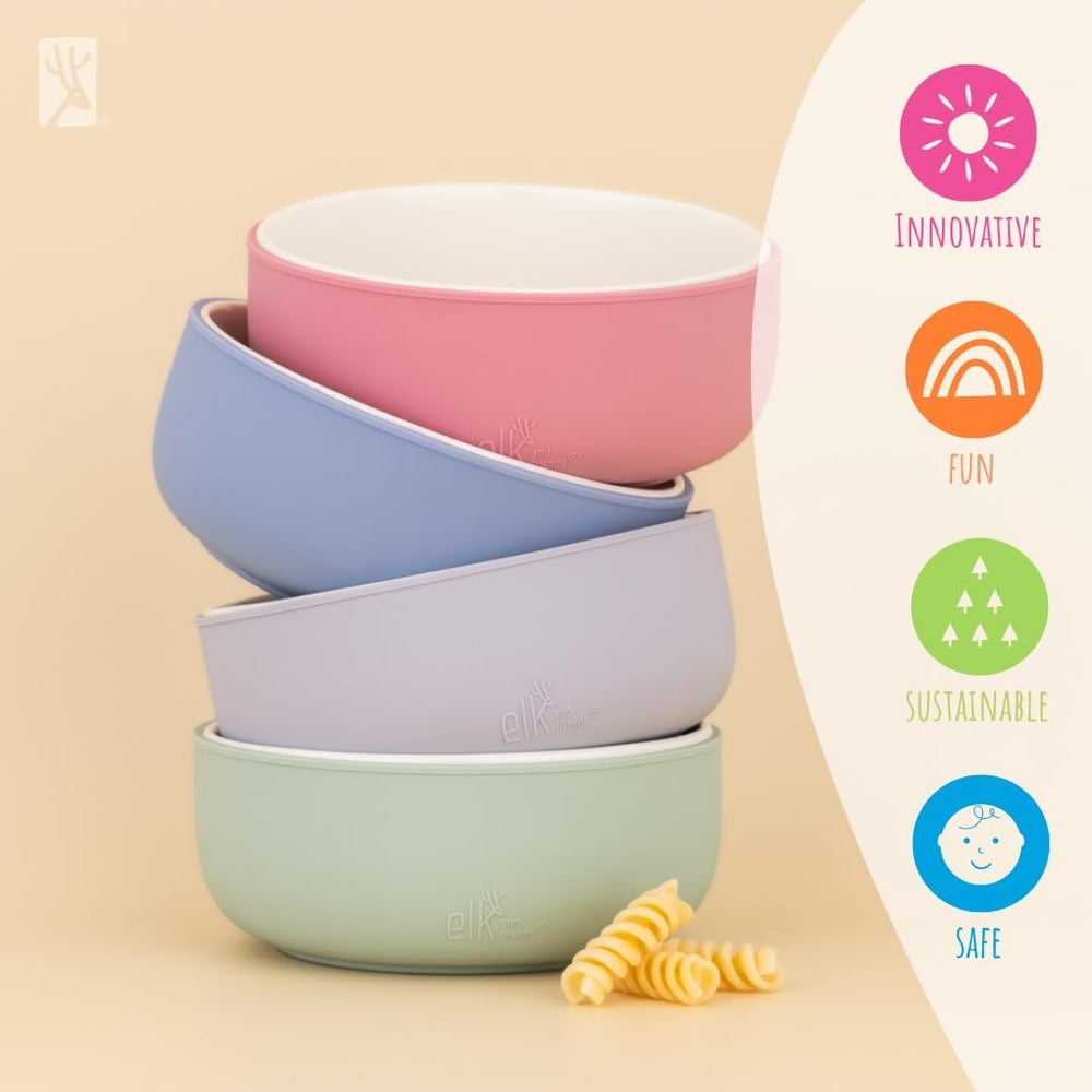 Elk and Friends porcelain bowl with silicone sleeve packaging, gift-ready option.