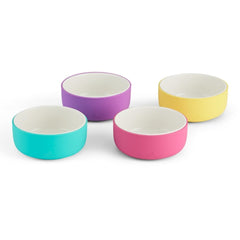Elk and Friends porcelain bowls set with silicone sleeve closeup showing non-slip design for meals