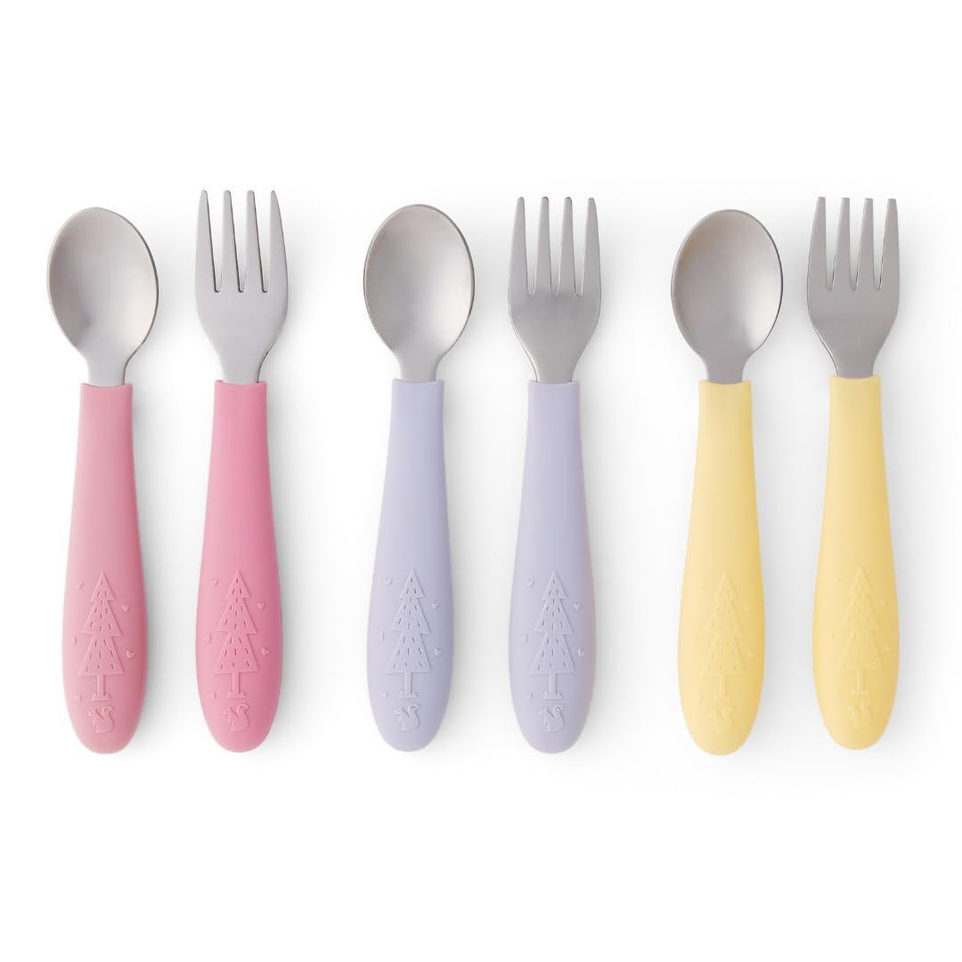 Elk and Friends silicone-handle spoon designed for safe, easy-grip feeding.