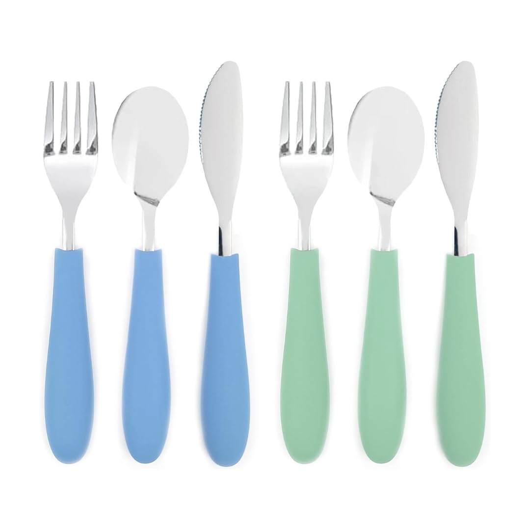 Elk and Friends spoon with silicone handle shows easy-grip design for meals