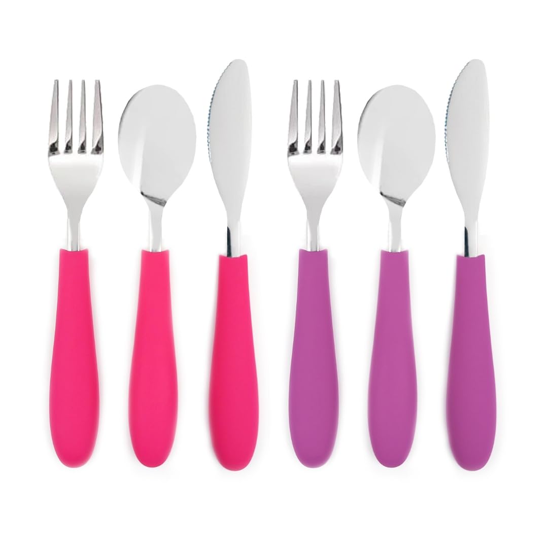 Elk and Friends kids silverware spoon with silicone handle, easy grip for self-feeding.