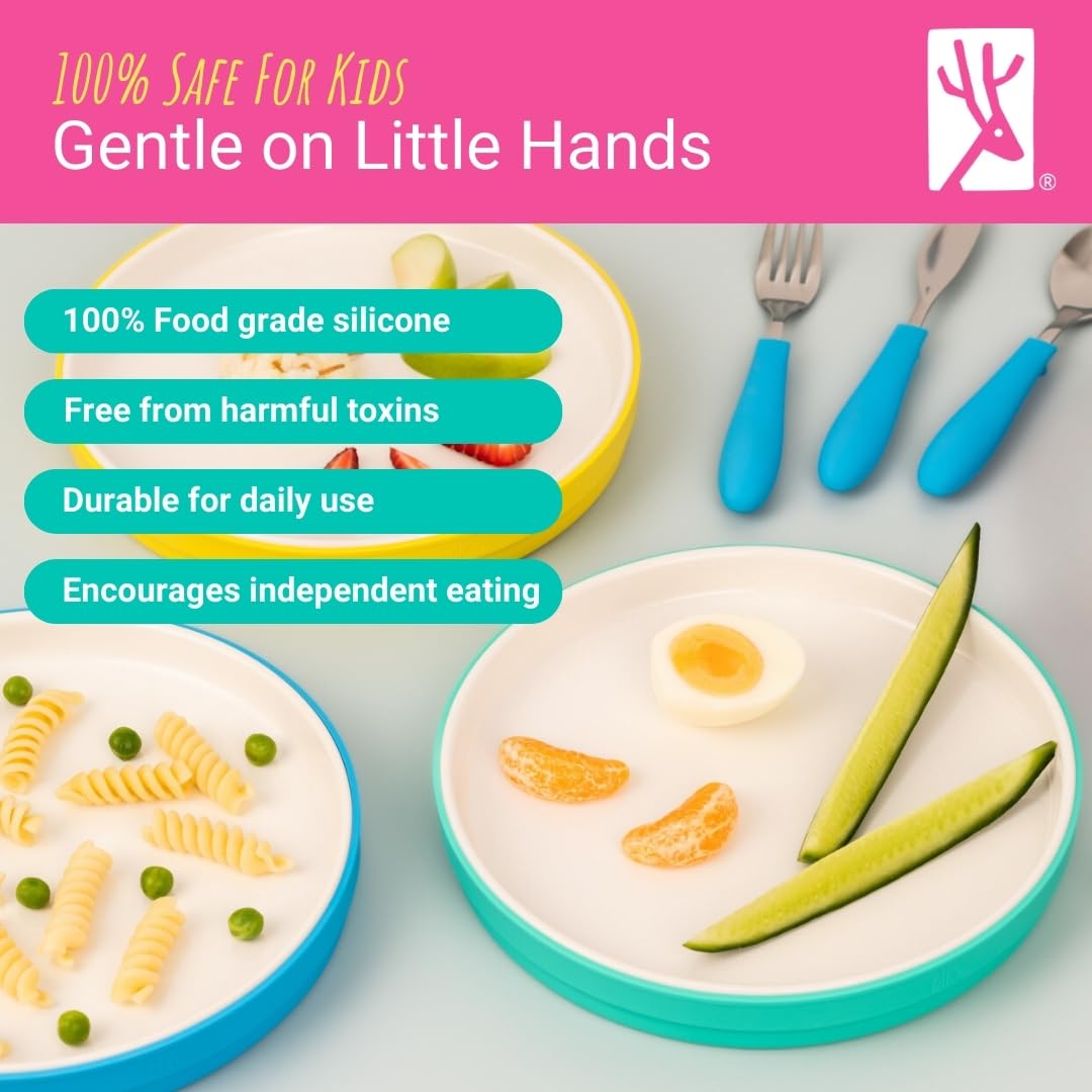 Elk and Friends non-slip dinnerware helps keep bowls steady during meals