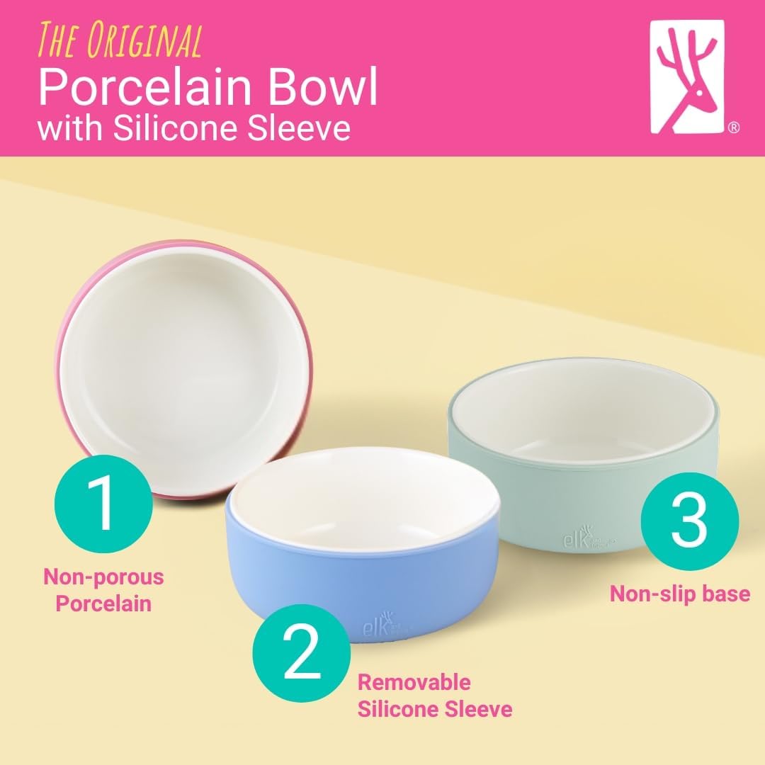 Elk and Friends porcelain bowls with non-porous surface for easy cleaning.