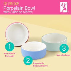 Elk and Friends porcelain bowls with non-porous surface for easy cleaning.