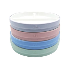 Elk and Friends 7.8-inch porcelain plate with silicone sleeve supports steady self-feeding.