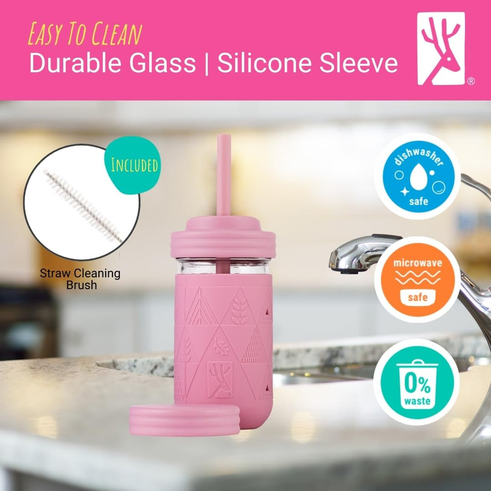 Elk and Friends safe-durable-materials: BPA-free glass and silicone for daily use.