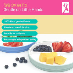Elk and Friends set of four plates with sleeves for easy self-feeding.