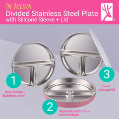 Elk and Friends silicone sleeve grip demonstrates non-slip surface for steady mealtimes.