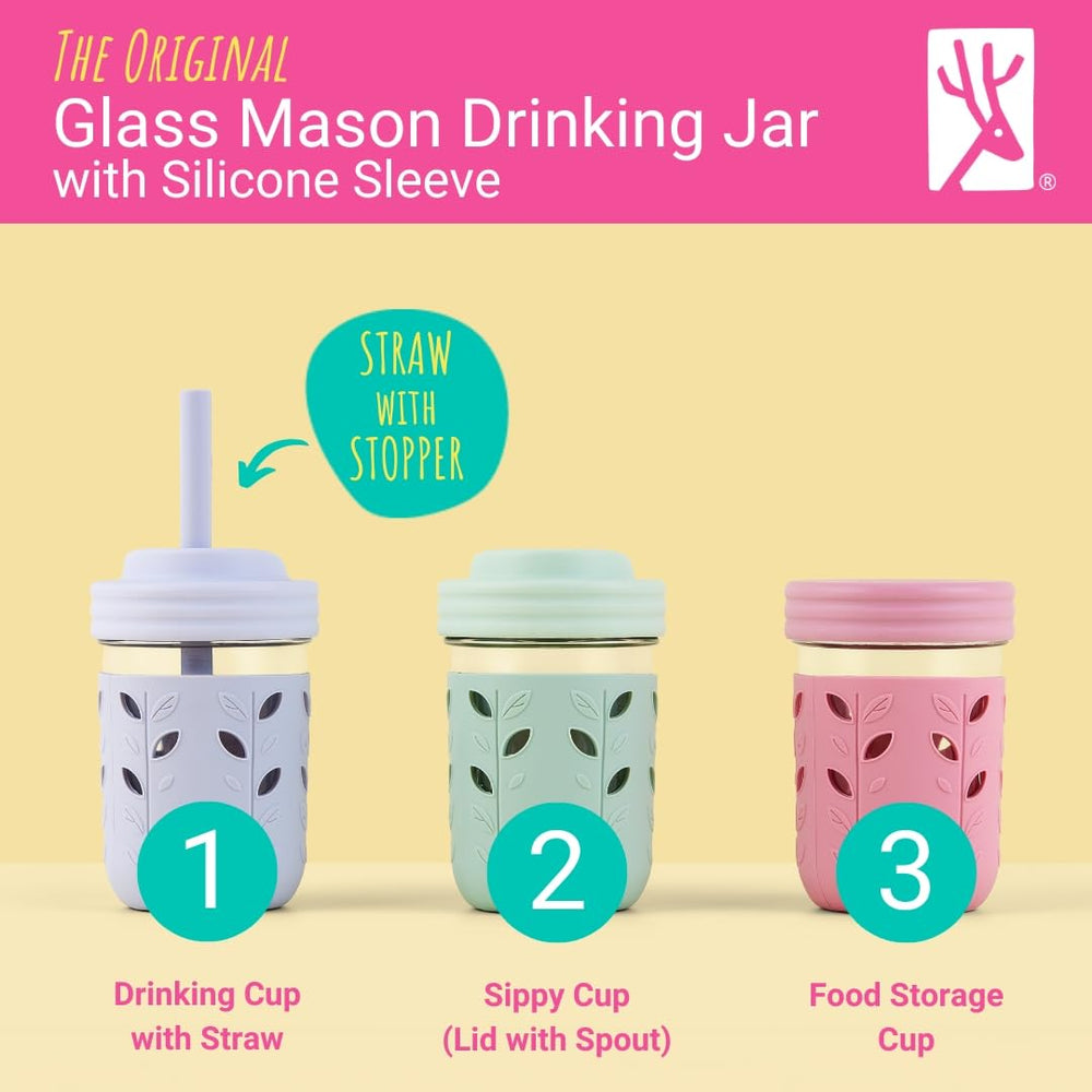 Elk and Friends silicone straw with stopper keeps straw secure during play.