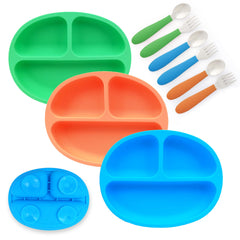 Elk and Friends silicone suction plate 3-pack keeps meals mess-free for toddlers