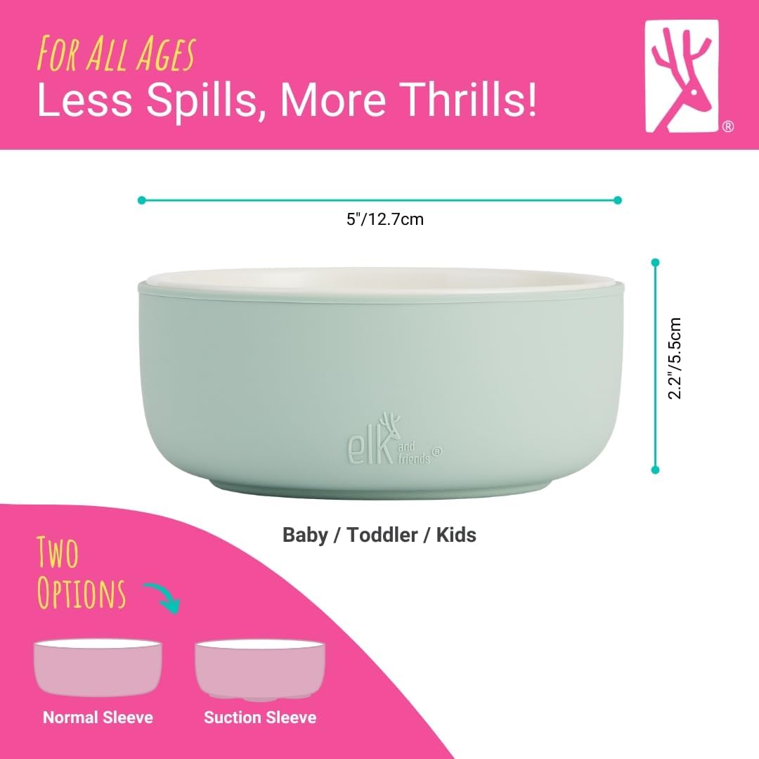 Elk and Friends toddler-friendly bowls support independent eating routines.