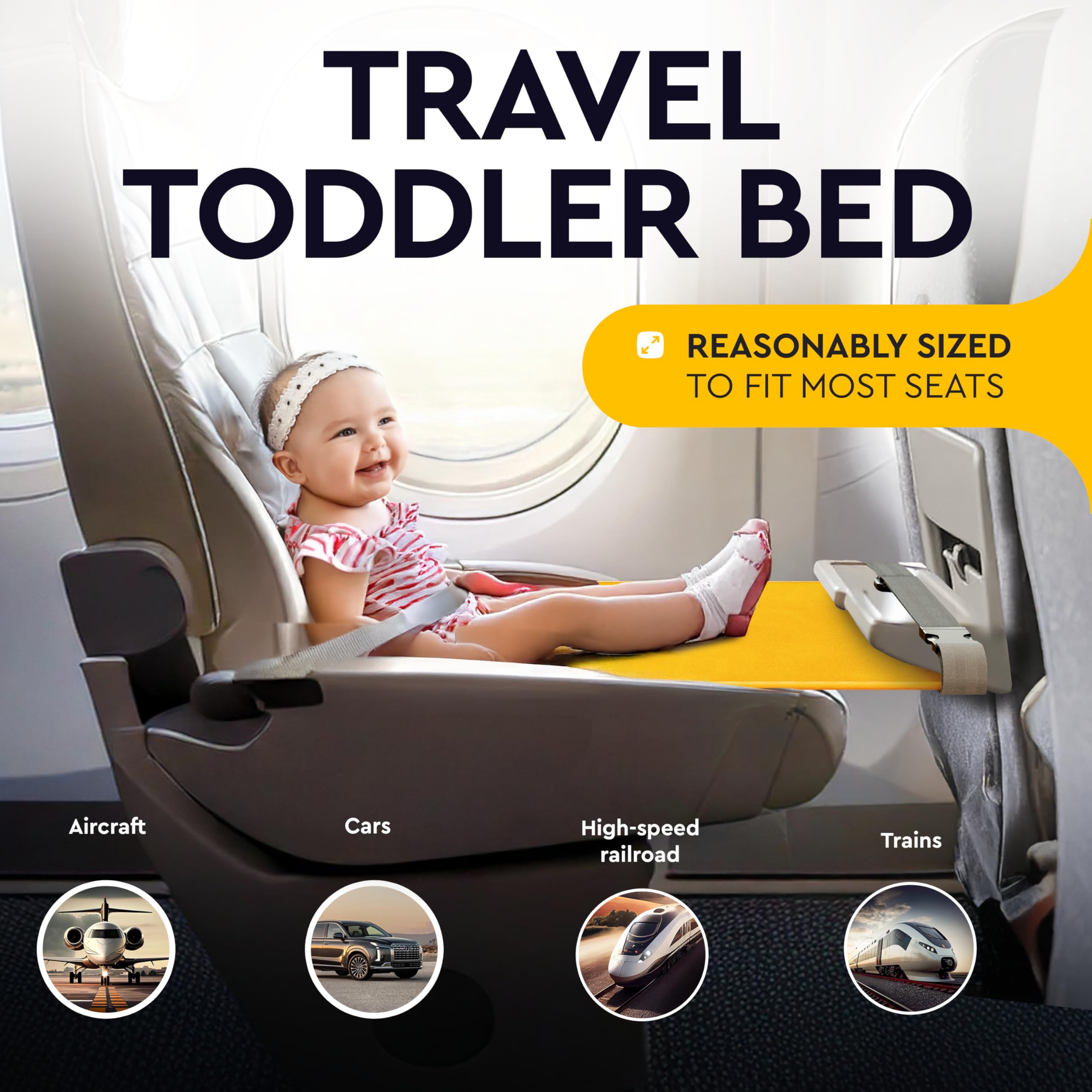 Elkid tray-table strap attachment ensures snug fit.