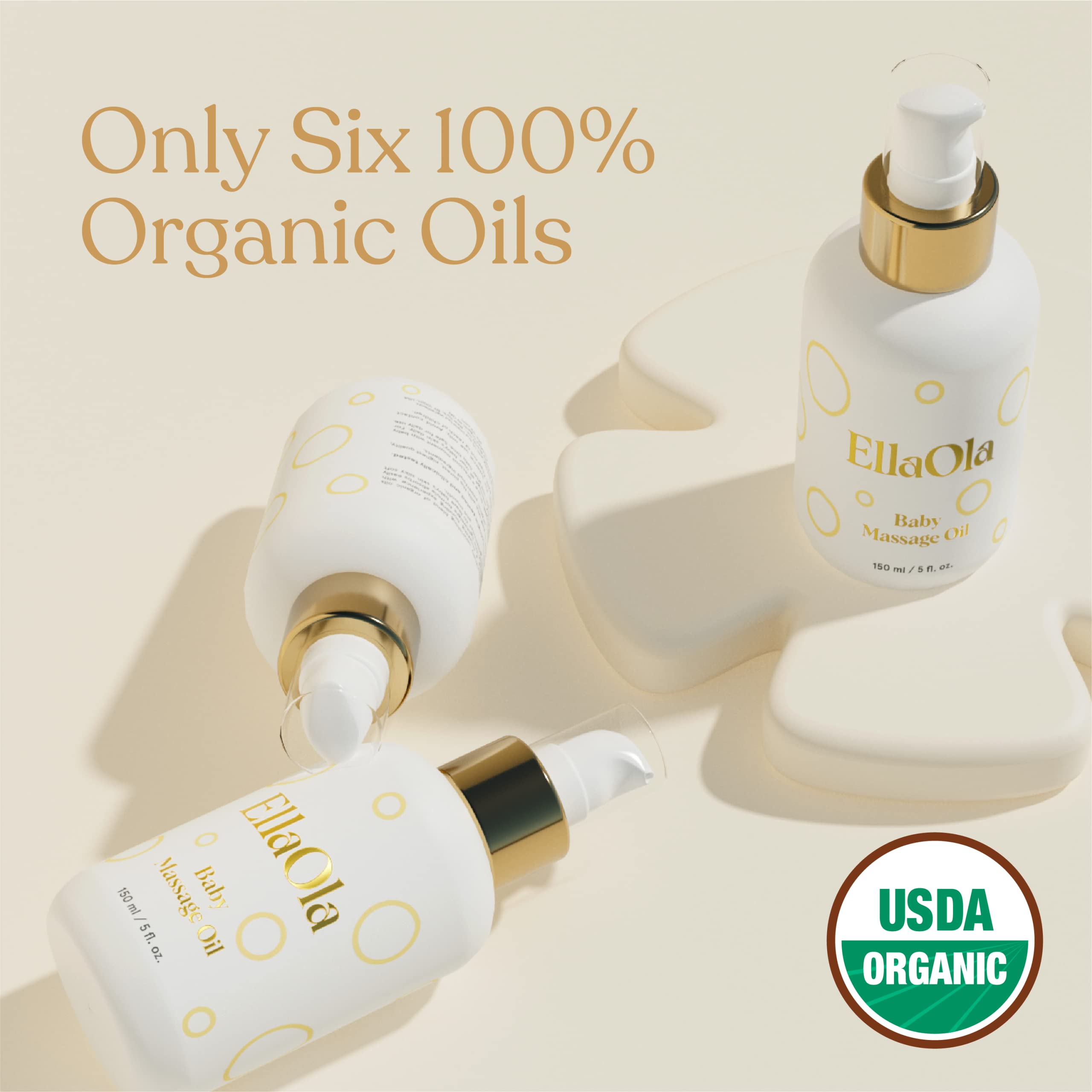 ELLAOLA ingredients panel showcases jojoba, sunflower, argan oils for hydrating care