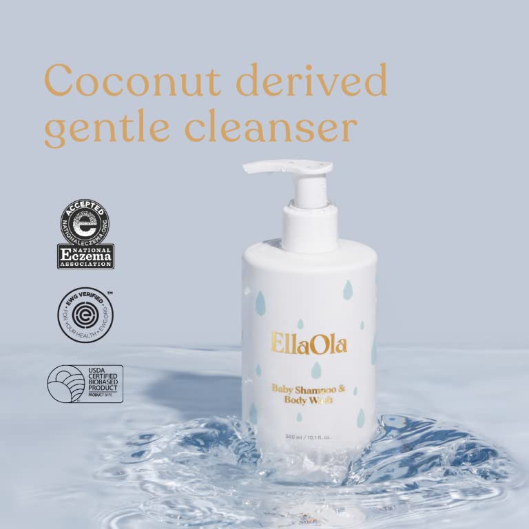 ELLAOLA baby skin cleanse featuring coconut-derived cleanser for gentle moisturization