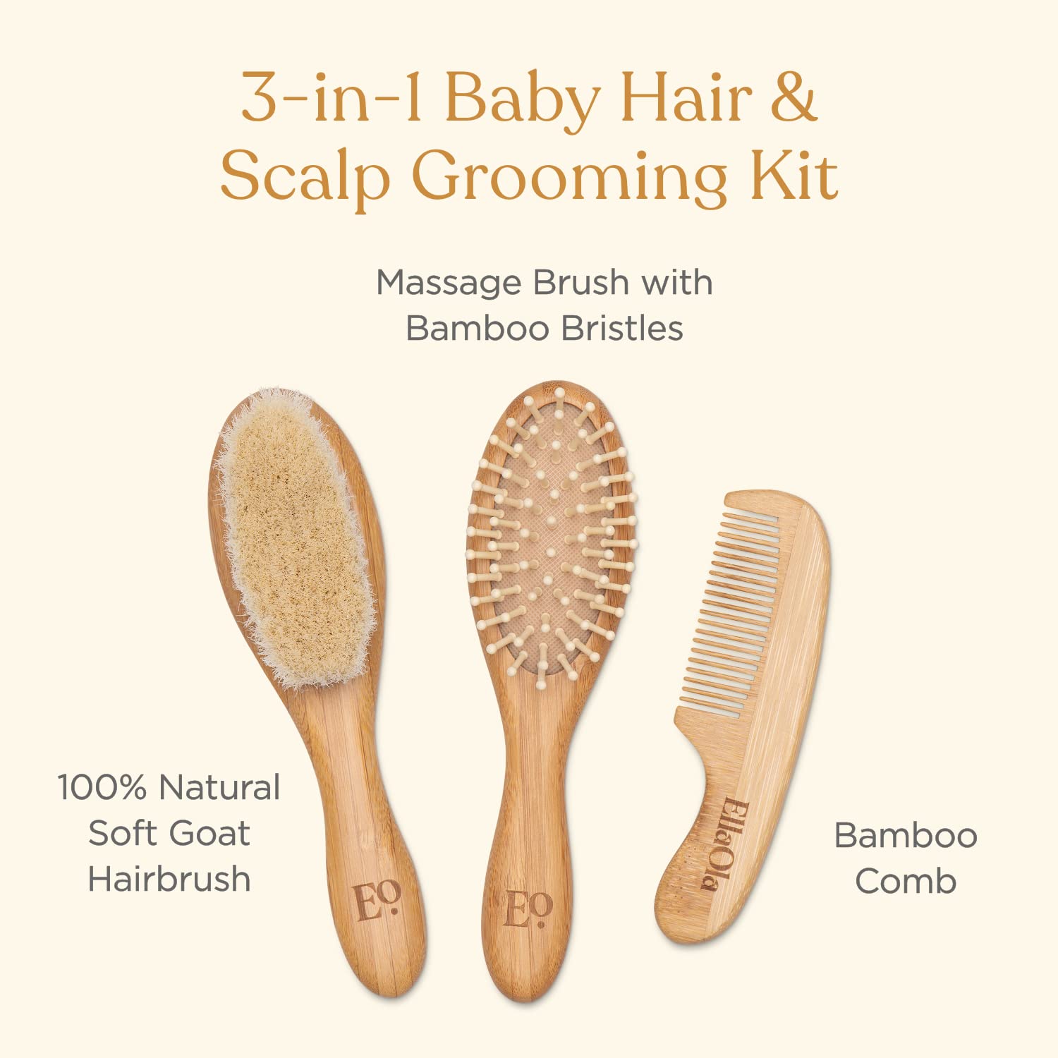 ELLAOLA bamboo comb highlighting smooth glide for newborns and toddlers.