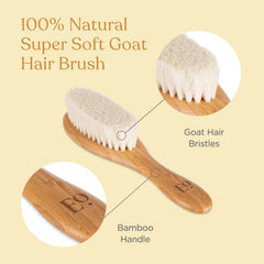 ELLAOLA newborn grooming image featuring cradle cap brush aiding gentle scalp care.