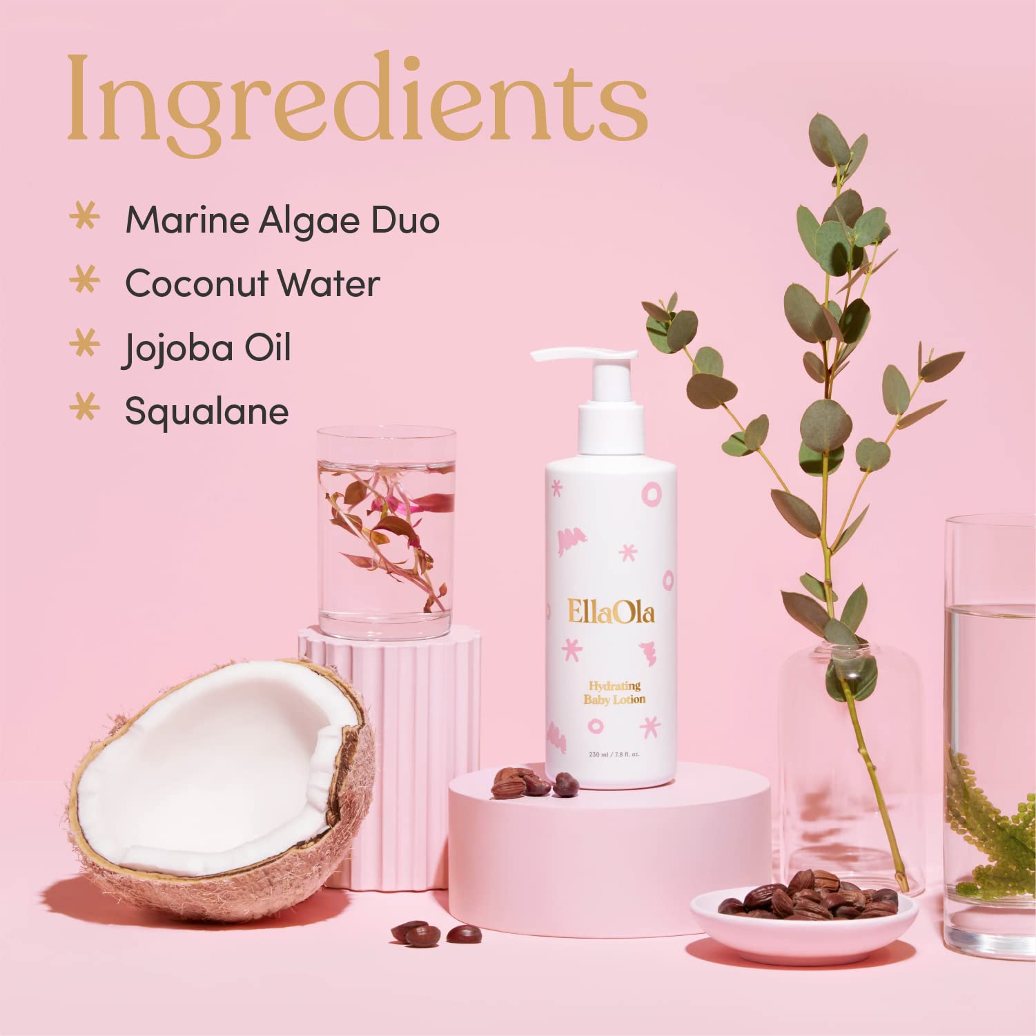 ELLAOLA after-bath-use image shows calming hydration for tiny skin.