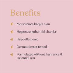 ELLAOLA soothing baby lotion ingredients highlights jojoba oil and squalane.