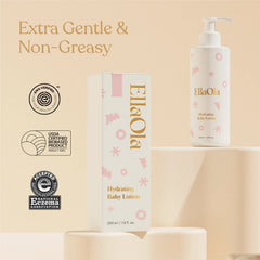ELLAOLA soothing baby lotion texture swatch shows non-greasy moisture.