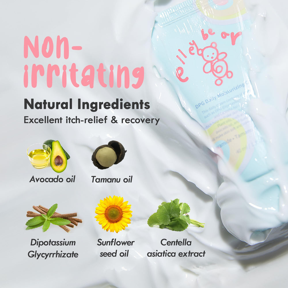Elleybear daily cream centella asiatica supports gentle skin-regeneration and calming effects