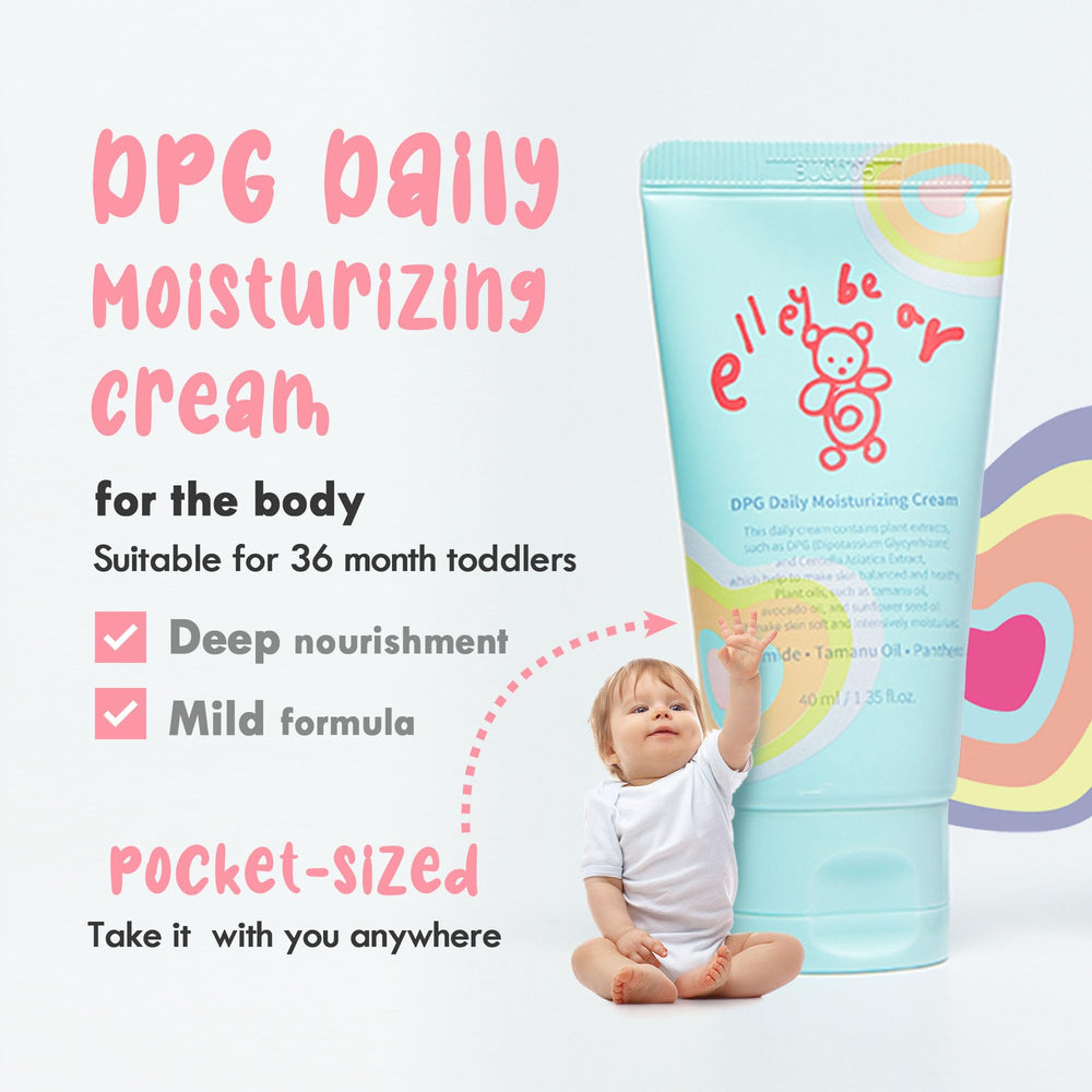 Elleybear daily baby moisturizing cream texture shows a non-sticky, creamy finish